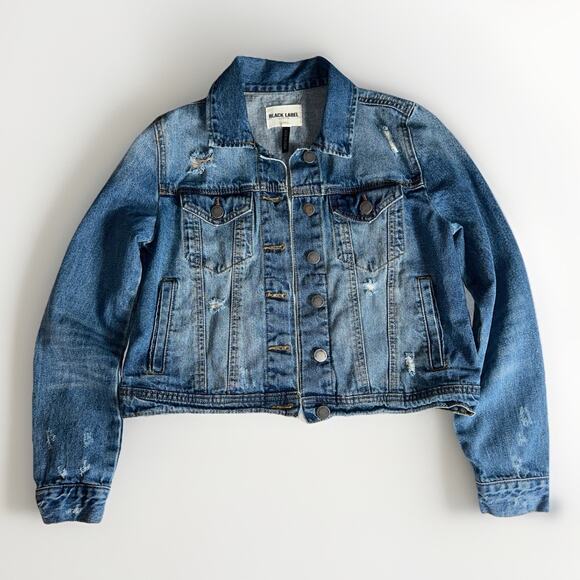 Black Label by C’est Toi Distressed Denim Jacket Women’s Size S Blue Jean - Picture 1 of 7